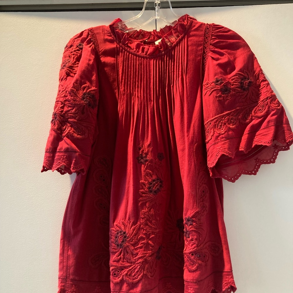 NWOT—Sea New York Red Embroidered Cotton Top